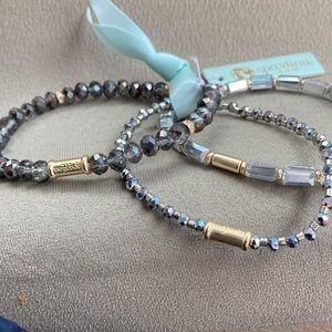 SPARTINA #449 Sparkle Stretch Bracelet Set Silver Brand new w Tags!